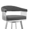 Armen Living Naomi and Chelsea 3-Piece Counter Height Dining Set in Brushed Stainless Steel and Gray Faux Leather SETNMCHGRBS3 - alternate 6